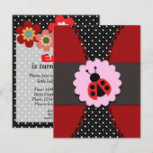 Little Ladybug Birthday Invitation for Kids Kaart (Voorkant / Achterkant)