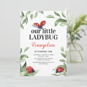 Little Ladybug Birthday Invitation Kaart (Staand voorkant)