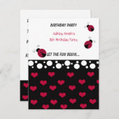 Little Ladybug Birthday Invitation Kaart (Voorkant / Achterkant)