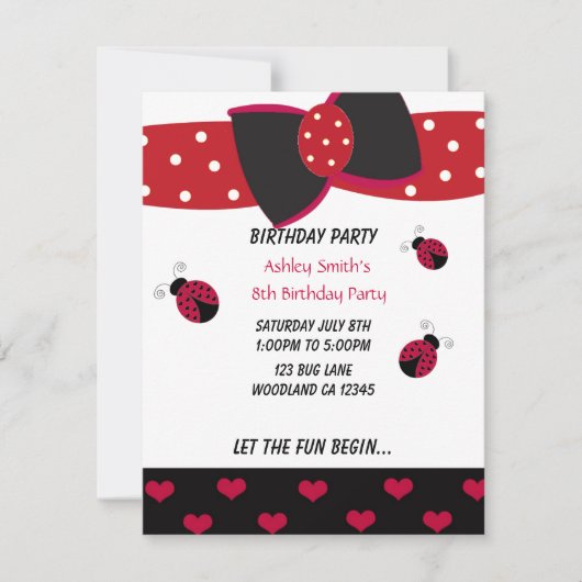 Little Ladybug Birthday Invitation Kaart (Voorkant)