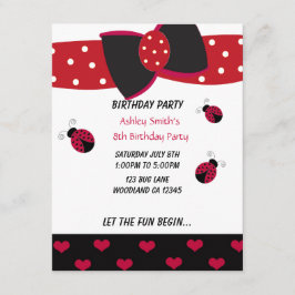 Little Ladybug Birthday Invitation Kaart