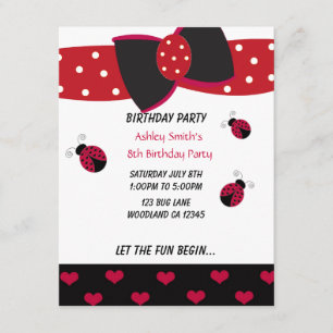 Little Ladybug Birthday Invitation Kaart