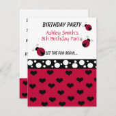 Little Ladybug Birthday Invitation Kaart (Voorkant / Achterkant)