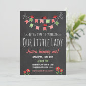 Little Ladybug Birthday Invitation Kaart (Staand voorkant)