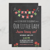 Little Ladybug Birthday Invitation Kaart (Voorkant / Achterkant)