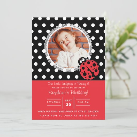 Little Ladybug Birthday Kaart (Staand voorkant)