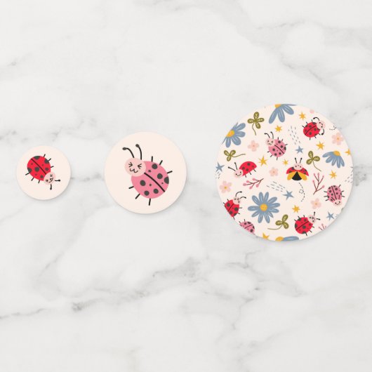 Little Ladybug Birthday Party Confetti (Achterkanten)