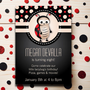 Little Ladybug Birthday Party Invitation Kaart