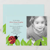 Little Ladybug Birthday Party Photo Invitation Kaart (Voorkant / Achterkant)