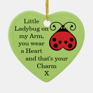 Little Ladybug Charming Heart Shape Ornament Green