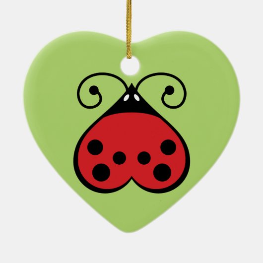 Little Ladybug Charming Heart Shape Ornament Green (Achterkant)