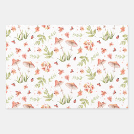 Little Ladybug Floral Waterverf drie Pack Inpakpapier Vel