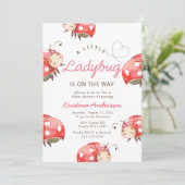 Little Ladybug Girl Baby shower Kaart (Staand voorkant)