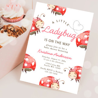 Little Ladybug Girl Baby shower Kaart