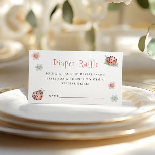Little Ladybug Girl Baby shower Luier Raffle Informatiekaartje