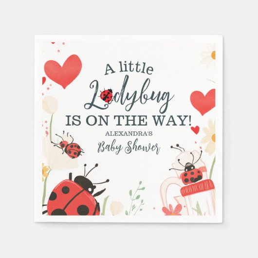 Little Ladybug Girl Baby shower Servet (Voorkant)