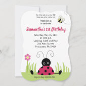Little Ladybug Girl Birthday Invitation Die Cut Kaart (Voorkant)