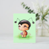 Little Ladybug Girl Briefkaart (Staand voorkant)