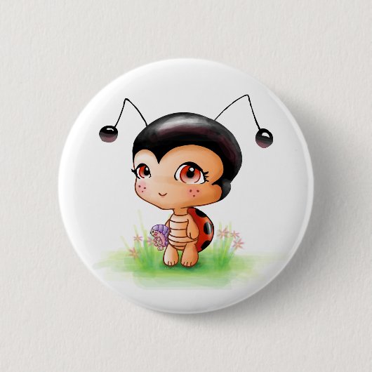 Little Ladybug Girl Button (Voorkant)