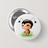 Little Ladybug Girl Button (Voorkant /achterkant)