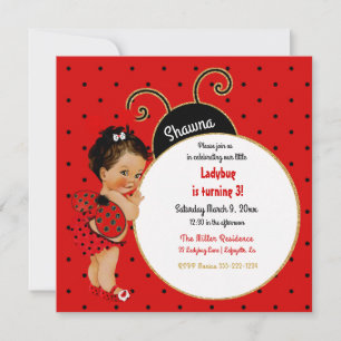 Little Ladybug Girl Red Dot Kaart