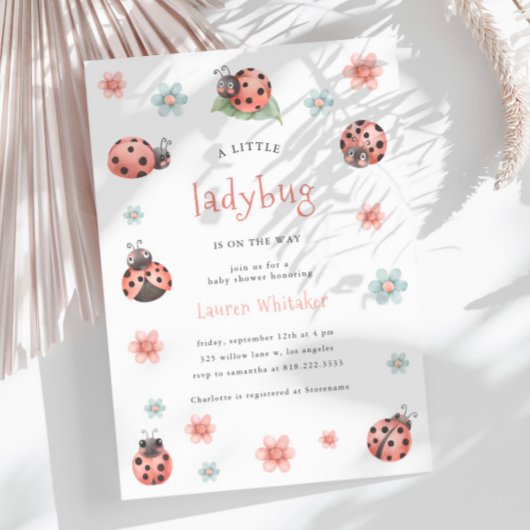 Little Ladybug is op weg naar het Baby shower van  Kaart