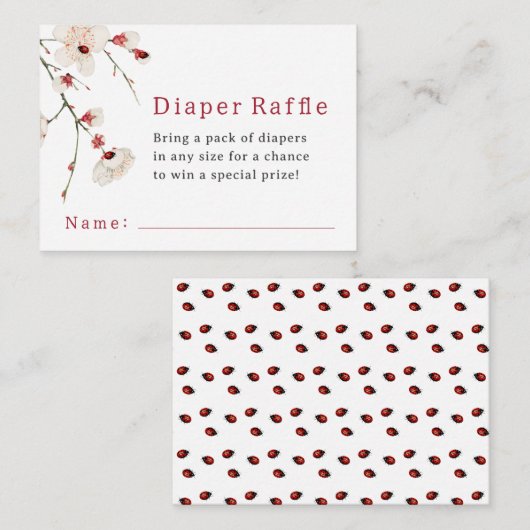 Little Ladybug Luier Raffle Baby shower Informatiekaartje (Voorkant / Achterkant)