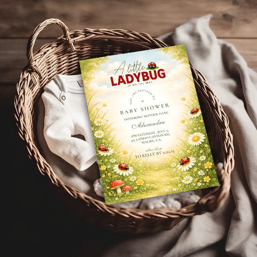 Little Ladybug Meadow Celebration Baby Shower Kaart