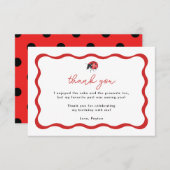 Little Ladybug Meisje Verjaardagsfeestje Dank u Bedankkaart (Voorkant / Achterkant)