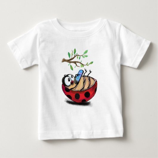 Little Ladybug met Phone Baby T-Shirt Spring (Voorkant)