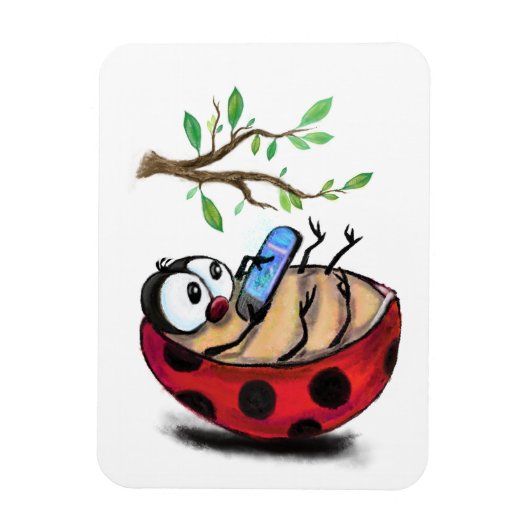 Little Ladybug met Phone Magnet Spring Magneet (Verticaal)