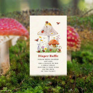 Little Ladybug Mushroom Baby shower Luier Raffle Informatiekaartje