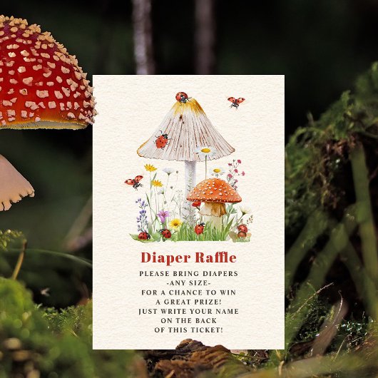 Little Ladybug Mushroom Baby shower Luier Raffle Kaart