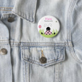 Little Ladybug Pink NAME TAG Personalized Button (In situ)
