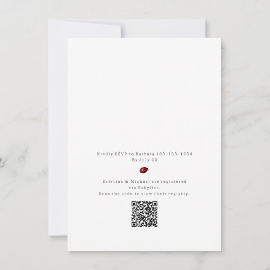 Little Ladybug QR Code Baby shower Kaart (Achterkant)