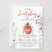 Little Ladybug Red Floral Girl Baby shower Kaart (Voorkant)