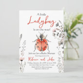 Little Ladybug Red Floral Girl Baby shower Kaart (Staand voorkant)