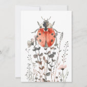 Little Ladybug Red Floral Girl Baby shower Kaart (Achterkant)