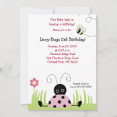 Little Ladybug (roze) 5x7 Birthday Invitation Kaart (Voorkant)