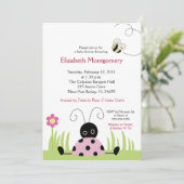 Little Ladybug (roze) Baby shower 5x7 Kaart (Staand voorkant)