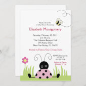 Little Ladybug (roze) Baby shower 5x7 Kaart (Voorkant / Achterkant)