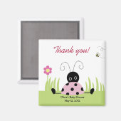 Little Ladybug (roze) Baby shower Favor Magnet (Voorkant / Achterkant)