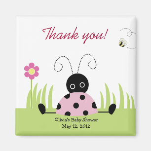 Little Ladybug (roze) Baby shower Favor Magnet