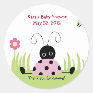 Little Ladybug (roze) Baby shower Favor Sticker