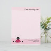 Little Ladybug Soft Pink Letterhead Sjabloon Gepersonaliseerd Briefhoofd (Staand voorkant)