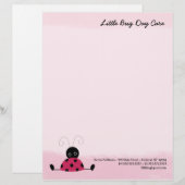 Little Ladybug Soft Pink Letterhead Sjabloon Gepersonaliseerd Briefhoofd (Voorkant / Achterkant)
