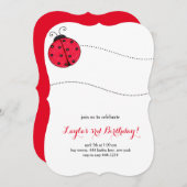Little Ladybug verjaardagsfeestje uitnodiging (Voorkant / Achterkant)