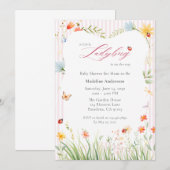 Little Ladybug Wildflower Baby Shower Kaart (Voorkant / Achterkant)