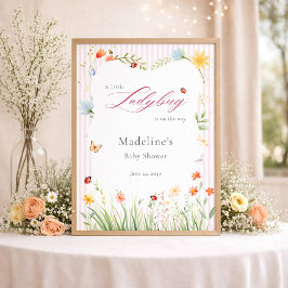 Little Ladybug Wildflower Baby Shower Welcome Poster