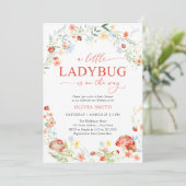Little Ladybug Wildflower Girl Baby Shower Kaart (Staand voorkant)
